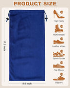 4 Pcs Single Shoe Bags for Travel, 17.3"x8.6" Washable Travel Shoe Bags for Packing in Suitcase, Velvet Dust Bag with Drawstring, Shoe Pouch for Women and Men, Travel and Home Storage (Palace Blue)