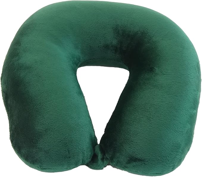 Wolf Essentials Adult Cozy Soft Microfiber Neck Pillow for Travel – Compact, Machine Washable - Perfect for Airplane, Car, or Home Use - Filled and Finished in The USA – Green
