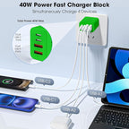 USB C Charger Block, 2 Pack 40W 4-Port iPhone Charger Fast Charging Multiport PD 3.0 & QC 4.0 Double Quick Charge, Compatible with iPhone 17/16/15/14/13/12/11，Pro Max，iPad, Samsung (2, Dark Green)