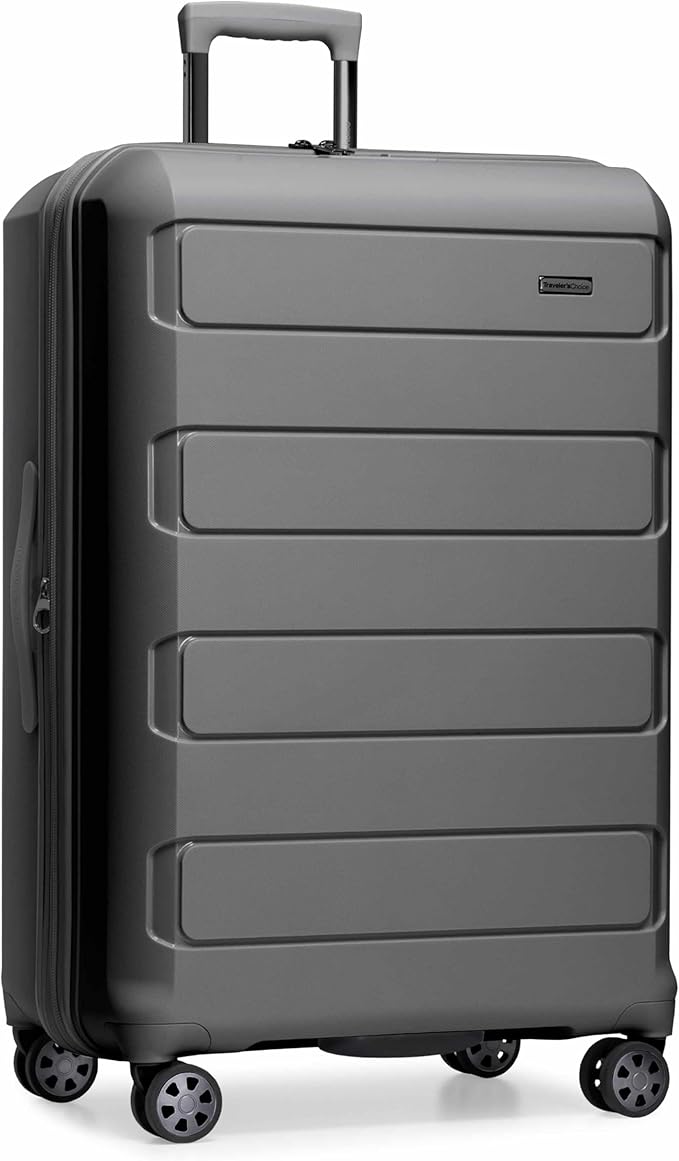 Traveler's Choice Pagosa Hardshell Expandable Luggage with Spinner Wheels, Gray, 30-Inch Large