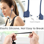 2 Pack Ultra Strong Magnetic Anti-Lost Straps for AirPods, Colorful Soft Silicone Sports Lanyard Compatible with AirPods 1&2 / AirPods 3rd / AirPods Pro 1st&2nd Gen, Neck Rope Cord-Black+Blue