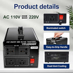 Yinleader Heavy Duty 2000W PRO 110V to 220V Voltage Converter Step Up/Down Power Transformer 110-120V/220-240V for 220/230/240V Global Appliances use in US