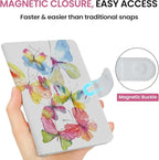 Passport Holder for Travel Essentials, RFID Blocking Leather Cover Wallet with Magnetic Closure, Aesthetic & Cute Passport Book Case for Women and Men - Butterfly