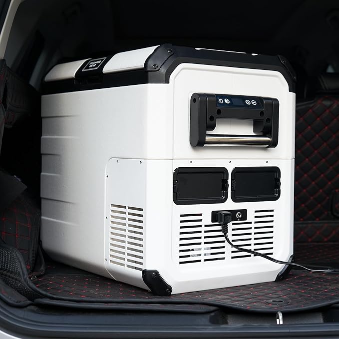 Explorer Bear Urban Series 48QT/45L 12V/24V Portable Battery Powered Electric Cooler Fridge Freezer Powered by LG Compressor (Battery Not Included)