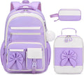 DIGOBAY Backpack for Girls, 3PCS Girls Backpack for School with Lunch Bag Pencil Case, Cute Kids Teens Bookbag for Kindergarten Elementary Preschool Middle School (Purple)