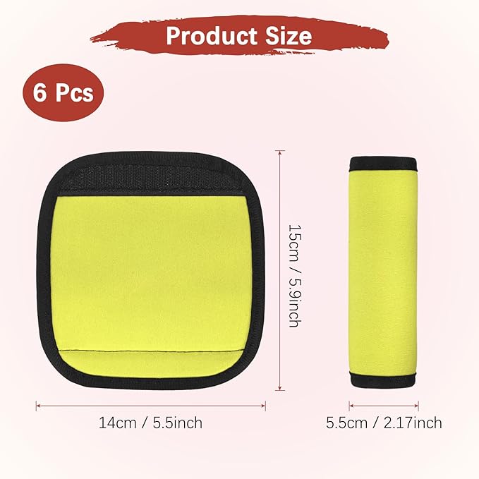 Luggage Handle Wrap [6PCS] - Neoprene Luggage Identifiers Use for Suitcases & Carry on & Travel Accessories - [Yellow-6IN/15CM] Comfort Grip Handle Cover