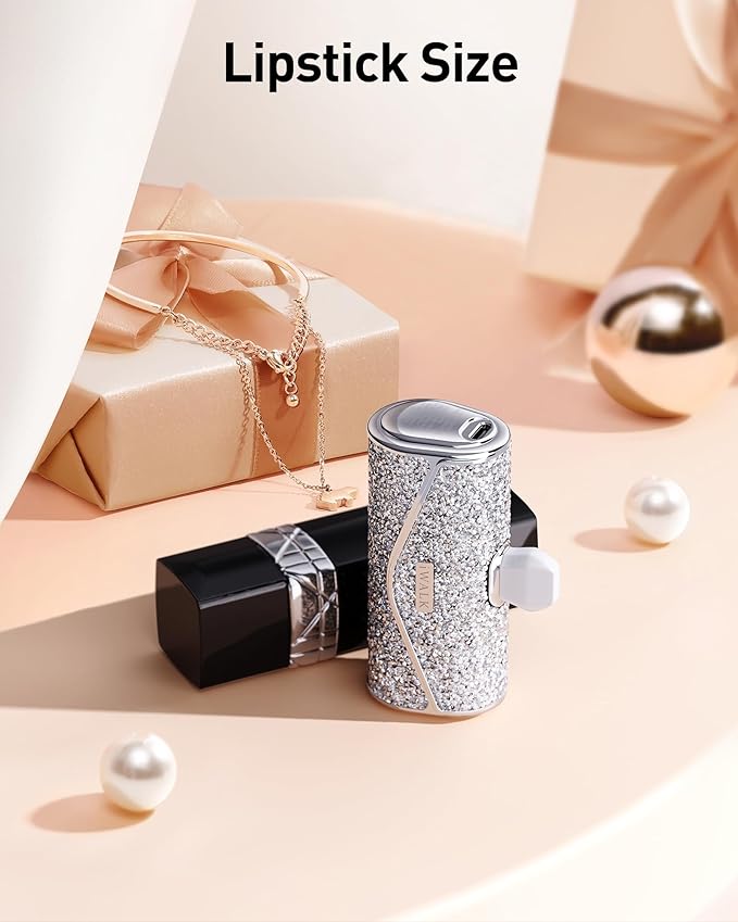 iWALK Upgraded Sparkly Portable Charger 22.5W, 5000mAh Power Bank for iPhone 17/16/15 Series, Mini Battery Pack with Built-in USB-C Connector Compatible with Samsung S25/24, iPad Pro/Air, AirPods