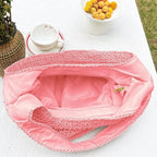 Hand-woven Soft Large Straw Shoulder Bag Boho Straw Handle Tote Retro Summer Beach Bag Rattan Handbag