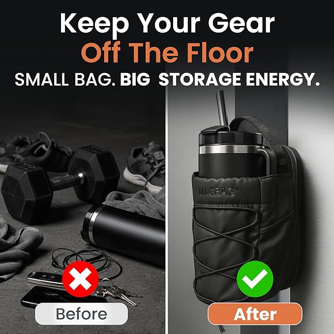 MAGBAG™ Magnetic Gym Bag for Men & Women – Strong Magnet Water Bottle Holder Sling with Phone Pocket, Water-Resistant Crossbody Tote for Gym, Travel & Workouts – Fits 20–40oz Bottles