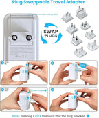 VINTAR Universal Travel Adapter Kit, International Power Adapter with 3 USB Ports(2 USB C) and 2 AC, Type A,B,C,D,E/F,G,I,M Detachable Attachments, Adapter for India/South Africa/Europe/UK