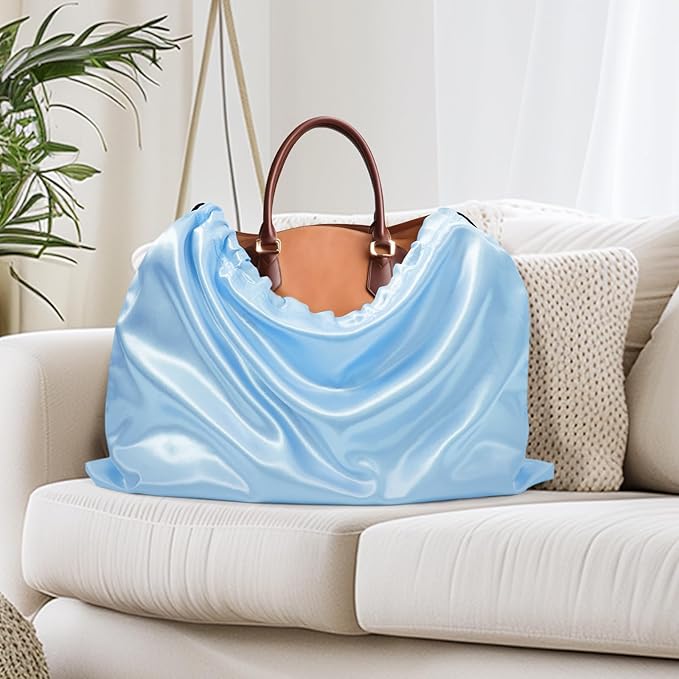 Ersmak 6 Pack Dust Bags for Handbags - Baby Blue Silk Dust Cover Bag for Purses Shoes - Satin Drawstring Dustproof Bags for Travel Storage - 23.6 x 19.7 In