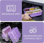 Caperci Bento Box Adult - 50 oz Large Lunch Containers for Adults and Teens, 4-Compartment Bento Lunch Box with Utensils & Leak Proof Sauce Cup, Dishwasher Safe, Durable, BPA-Free (Lavender)