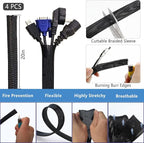ELII 327PCS White Cable Management Kit 4 Cable Cable Sleeves, 65 Cable Clips with 13Cord Holders,20+5Roll Cable Organizer Straps,200 Fastening Cable Ties,20 Cable Zip Tie Mounts for Computer (White)
