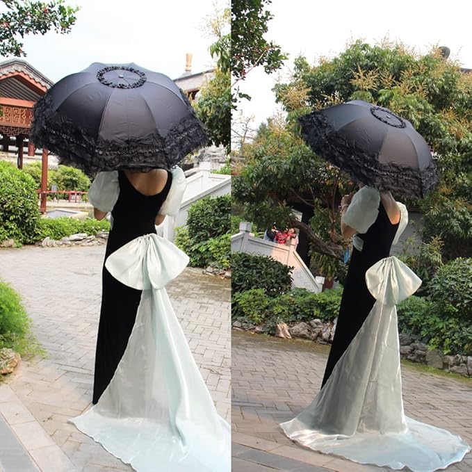 WANLIAN Folding umbrella Travel Umbrella Folding UV Resistance Lace Parasol Umbrella Sun Umbrella For Women Girls sunshades with lace decoration