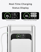 TALIX 190W 20000mAh Portable Charger,3-Port USB-C Fast Charging Power Bank Battery Pack with Built-in Retractable Cables for MacBook,Laptop,Computer,Cell Phones,iPhone 17,iPad,Android,Samsung,Silver