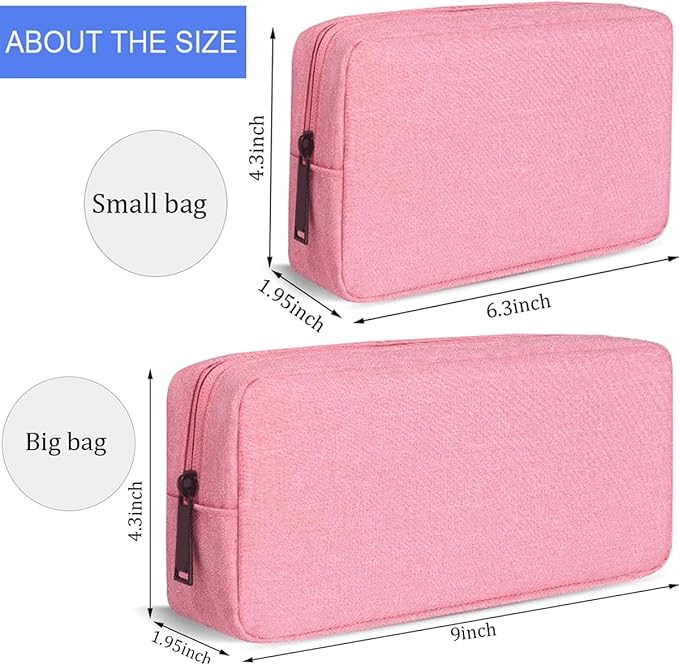CAAORDKSO Electronic Organizer Case, Travel Cable Organizer Bag Pouch Electronic Accessories Carry Case Waterproof Electronic Accessories Bag for Cable, Cord, Charger, Power Bank, Earphone (Big-Pink)