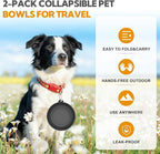 Collapsible Dog Bowl Large 2 Pack, Dog Water Bowls for Travels, Portable Foldable Pet Bowls Feeding Watering Dish for Parking Walking Camping with 2 Carabiners Clip (34oz, Large,Black+Grey)