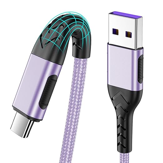 Durcord USB C Charger Cable, 2Pack 6ft USB Charger Fast Charging Type C Cord Cable, Type C Charger Cable Compatible with iPhone 15 Pro/Plus/Max/Android/Phone/Pad-Light Purple