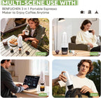 3 in 1 Portable Electric Espresso Machine On the Go with Detachable Coffee Stand, Car Coffee Maker Self-Heating with USB-C, For Travel Camping and Hiking With Ground Coffee & NES PRES*O/DG Pod