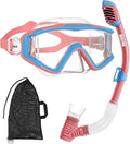Aegend Snorkeling Gear for Adults Youth Kids, Snorkel Mask with Top Dry Valve - Panoramic View Anti-Leak and Anti-Fog with Mesh Bag for Snorkeling, Scuba Diving, Freediving & Swimming