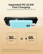 Small Portable Charger 10000mAh, Mini Power Bank with LED Display, 20W Fast Charging USB-C Battery Pack, Compact Travel Charger Compatible with iPhone 17/16/15/14, Android, etc