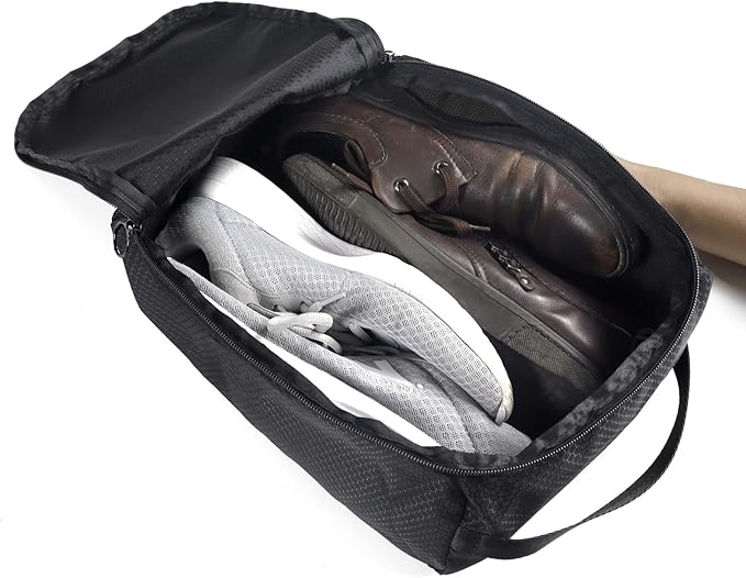 Gloppie Shoe Bags for Travel - Portable Shoes Storage Bag, Shoe Pouch, Shoe Packing Cubes for Men Women - Classic Black