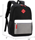 Backpack Set for Girls Boy Kids Backpack with Lunch Box for Elementary Primary Kindergarten School Bag (Black Grey Set, Large)