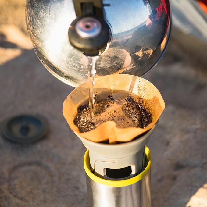 WACACO Cuppamoka Coffee Pot, Portable Drip Coffee Maker, Pour Over Coffee Machine with 10 Cone Paper Filters, Manually Operated, Stainless Steel Coffee Brewer, 10 fl oz