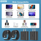 45W Fast Charger USB C, 45W Type C Fast Charger for Samsung Galaxy S25 Ultra/S25+/S24 Ultra/S24+/S23 Ultra/S23+/S22/S20, Tab 10FT Type C Cords