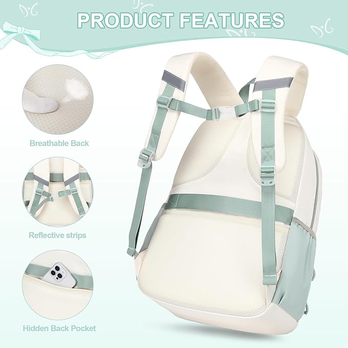 DIGOBAY Backpack for Girls, 3PCS Girls Backpack for School with Lunch Bag Pencil Case, Cute Kids Teens Bookbag for Kindergarten Elementary Preschool Middle School