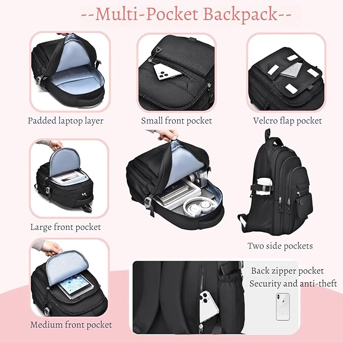 Backpack for Girls, Solid-Color School Backpack for Boys Kids, Aesthetic Girls Bookbag for Elementary School Travel Daypack,Black