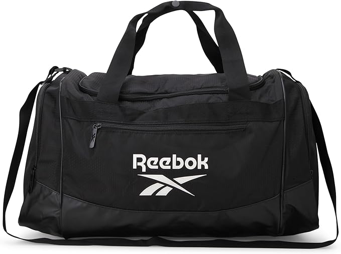 Reebok Duffle Bag - Lightweight Unisex Carry On Gym Bag - Travel and Sports Duffel Bags for Men and Women, Cade - Black/White
