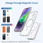 Magnetic Portable Charger 10800mah for Magsafe Battery Pack, Wireless Power Bank with USB C in&out PD Fast Charging,Travel Essential Phone Battery Charger For iPhone 17/16/15/14/13/12 Series-White