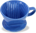 Pour Over Ceramic - Coffee Dripper Ceramic Coffee Maker with 3 Holes Flat Bottom, Porcelain Slow Filter Cone for Travel, Camping, Office, Home, Coffee Maker Brew, Blue