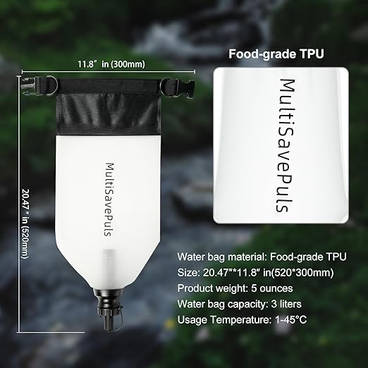 Gravity Water Filter Straw 3L, Camping Water Filtration System with Purifier, Water Purifier Survival for Travel,Camping,Hiking and Emergency Survival Kit (Gravity Water Filter /1)