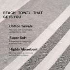 Cotton Turkish Beach Towel with Towels Oversized 36"x72" Pool Absorbent Extra Large Quick Dry Sand Travel Towel (Mélange Drift, 4 Pack)