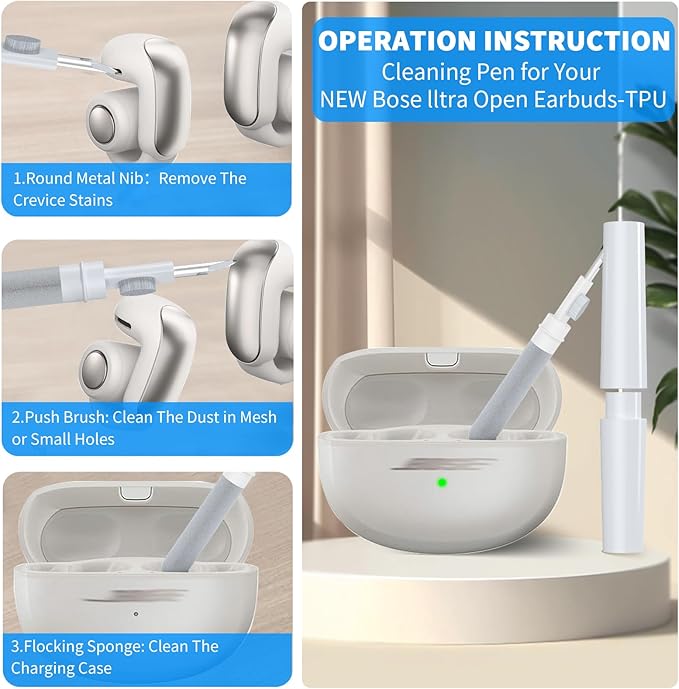 [Secure Lock] for Bose Ultra Open Earbuds Case(2024), TUDIOW Clear TPU Shockproof Protective Cover for Bose Open Ear Wireless Earbuds Accessories with Cleaning Kit & Keychain (touzi)