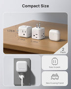 TROND Multi Plug Wall Outlet 2 Pack, 3 Way Outlet Adapter with 360 Rotating Plug, Cruise Ship Essentials, Small Wall Extender for Bathroom, Kitchen, Home, Office, Dorm