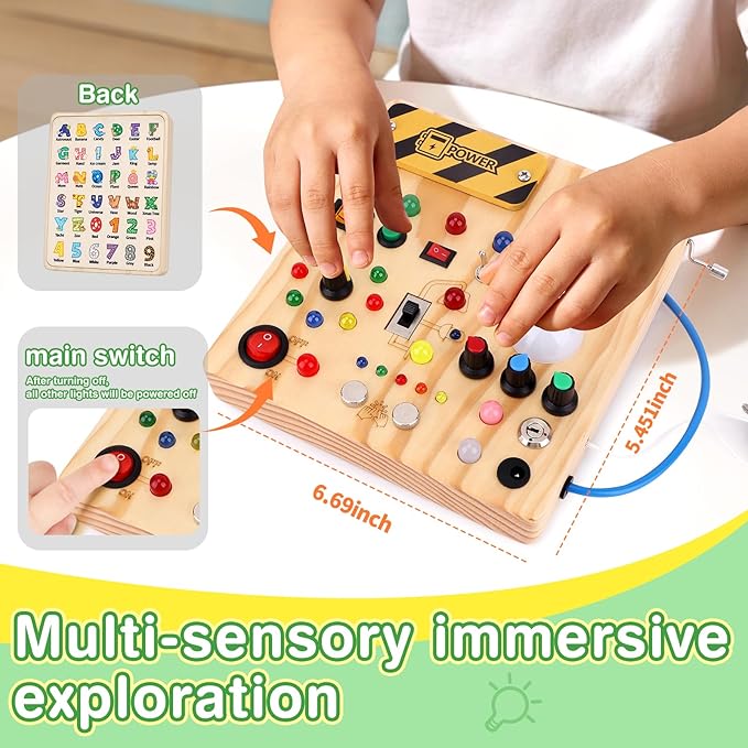 Grarain Busy Board for Toddlers - Montessori Educational Toy for 1-3 Year Old Boys & Girls | Travel-Friendly Sensory Learning Activity | Ideal for Kids with Autism(Busy Board v4)