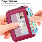 FurArt Zipper Wallet Women, RFID Blocking Credit Card Wallet, Business Card Holder, Compact Size KeyChain Wallet