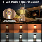 Retro Classic LED Camping Lantern, Rechargeable Stepless Dimming Vintage Lantern, 3 Light Modes (2000K-6500K), 8000mAh Power Bank, Bright Hanging Tent Light for Indoor & Outdoor, Hiking, Camp