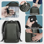 hk Laptop Backpack for Men with USB Charging Port Water-Resistant for 15.6 Inch Computer Bag Durable High-Tech Daypack Casual Backpack for Business Work College Weekender Travel- Green