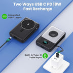 6 in 1 Magnetic Portable Charger for iPhone with Built-in Cables, 10800mAh 25W PD Fast Charging Power Bank, 6 Outputs LCD Display Travel Essential Battery Pack for iPhone 17/16/15/14/13/12,Apple Watch