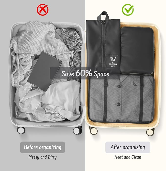8 Set Packing Cubes for Travel Suitcase Organizer Bags Luggage Packing Cubes Set Travel Essentials Accessories Gifts for Women