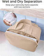BAGSMART Travel Toiletry Bag, Puffy Toiletry Bag for Women, Wide-open toiletry bags for traveling, Large Travel Cosmetic Makeup Bag Organizer for Accessories,Toiletrie (Khaki)