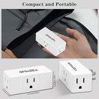 3 Outlet Extender, 3 Way Plug Adapter, 3 Outlet Adapter, 3 Way Wall Outlet Splitter, for Small Multiple Wall Plug Expander Cruise Ship Home Office Dorm, White, 2 Pack