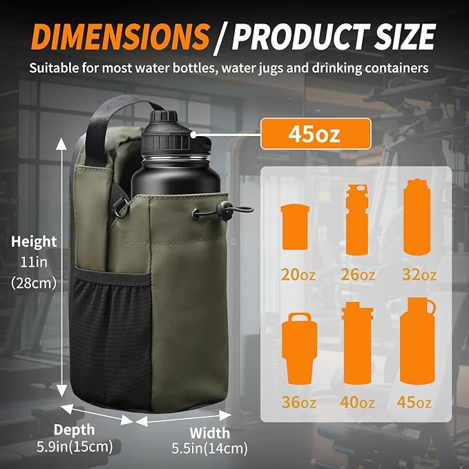 Magnetic Gym Bag for Women and Men, Magnetic Water Bottle Holder with Strap and Phone Pocket