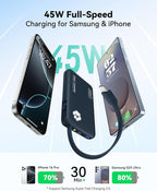 INIU Portable Charger, Slim 10000mAh Power Bank with Built-in USB-C, 45W Fast Charging Flight Travel Essentials, for College Students Men Women Girl Boy