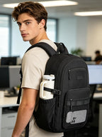 LOVEVOOK Laptop Backpack Women/Men with 40oz Cup Holder Buckle Strap, 15.6 Inch Tech-Ready Work Backpack, TSA-compliant for Travel & College with Versatile Mesh Pocket, Black
