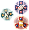 ALASOU 3PCS Suction Cup Spinner Toys for 1 Year Old Boy Girl|Spinning Top 12 18 Months|1 2 Year Old Boy Birthday Gift|Baby Bath Toy for Kids Ages 1-3|Sensory Airplane Travel Toy for Infant Toddlers